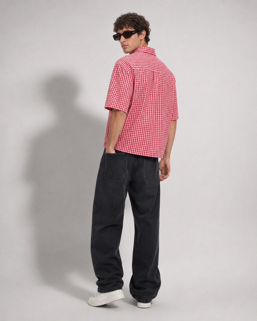 Rouge Gingham Boxy Shirt