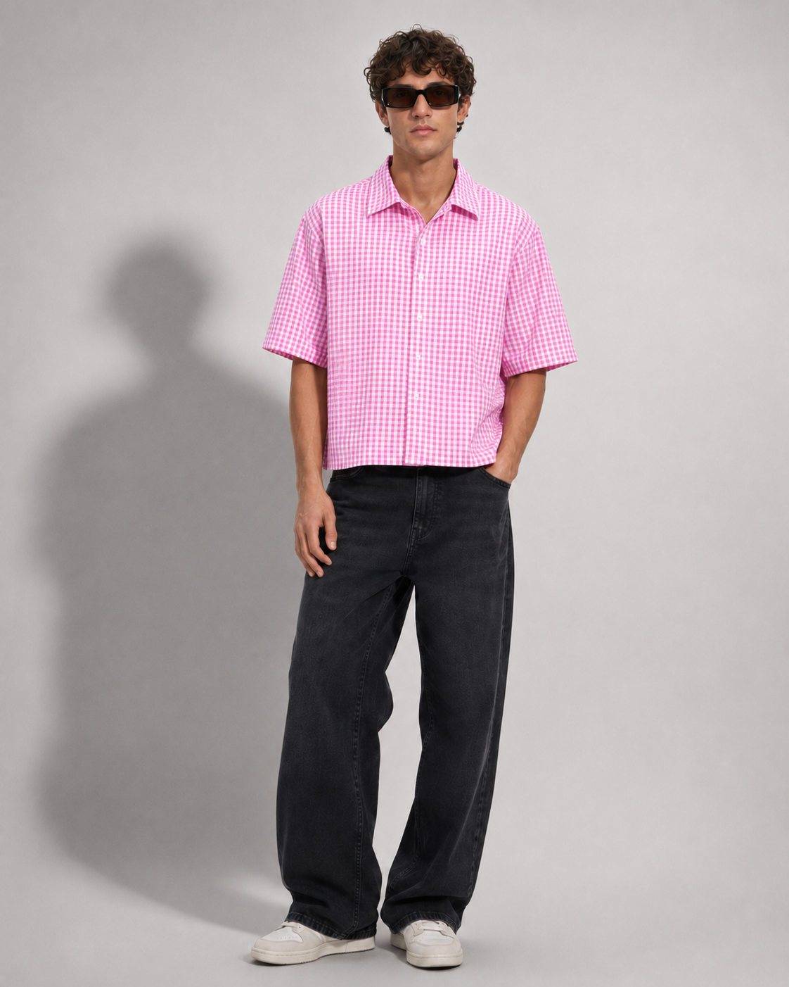 Blush Grid Boxy Shirt