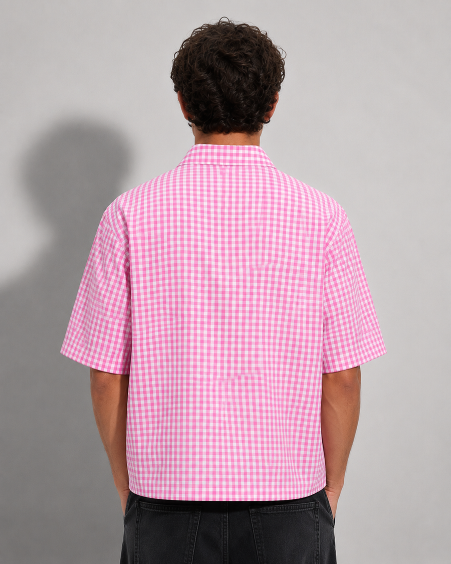 Blush Grid Boxy Shirt