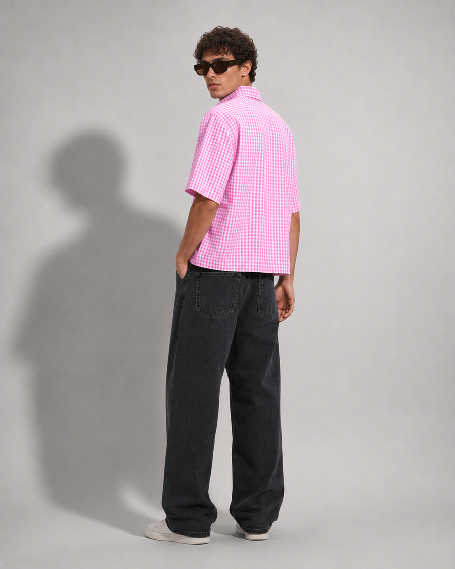 Blush Grid Boxy Shirt