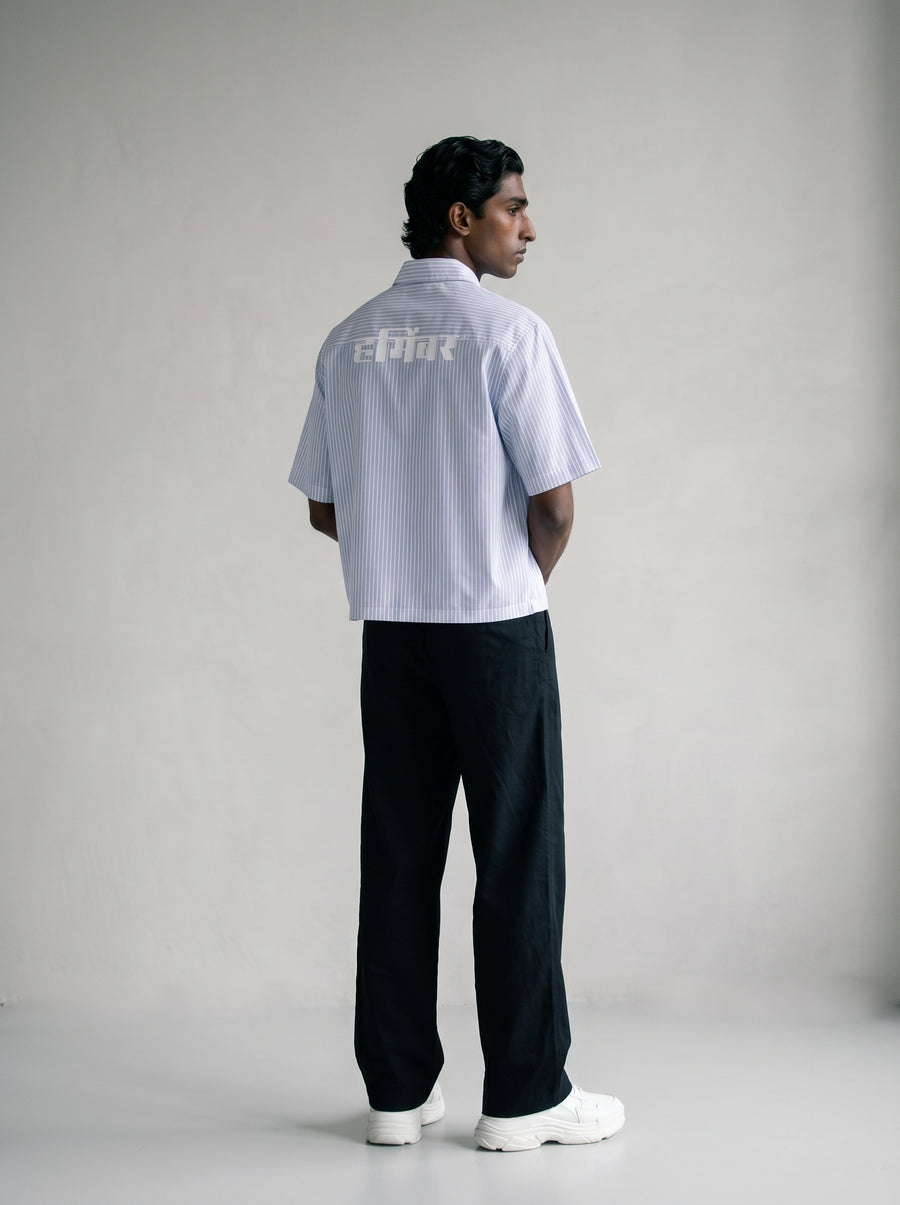 Michel Blue Stripe Oxford Cotton Boxy Shirt