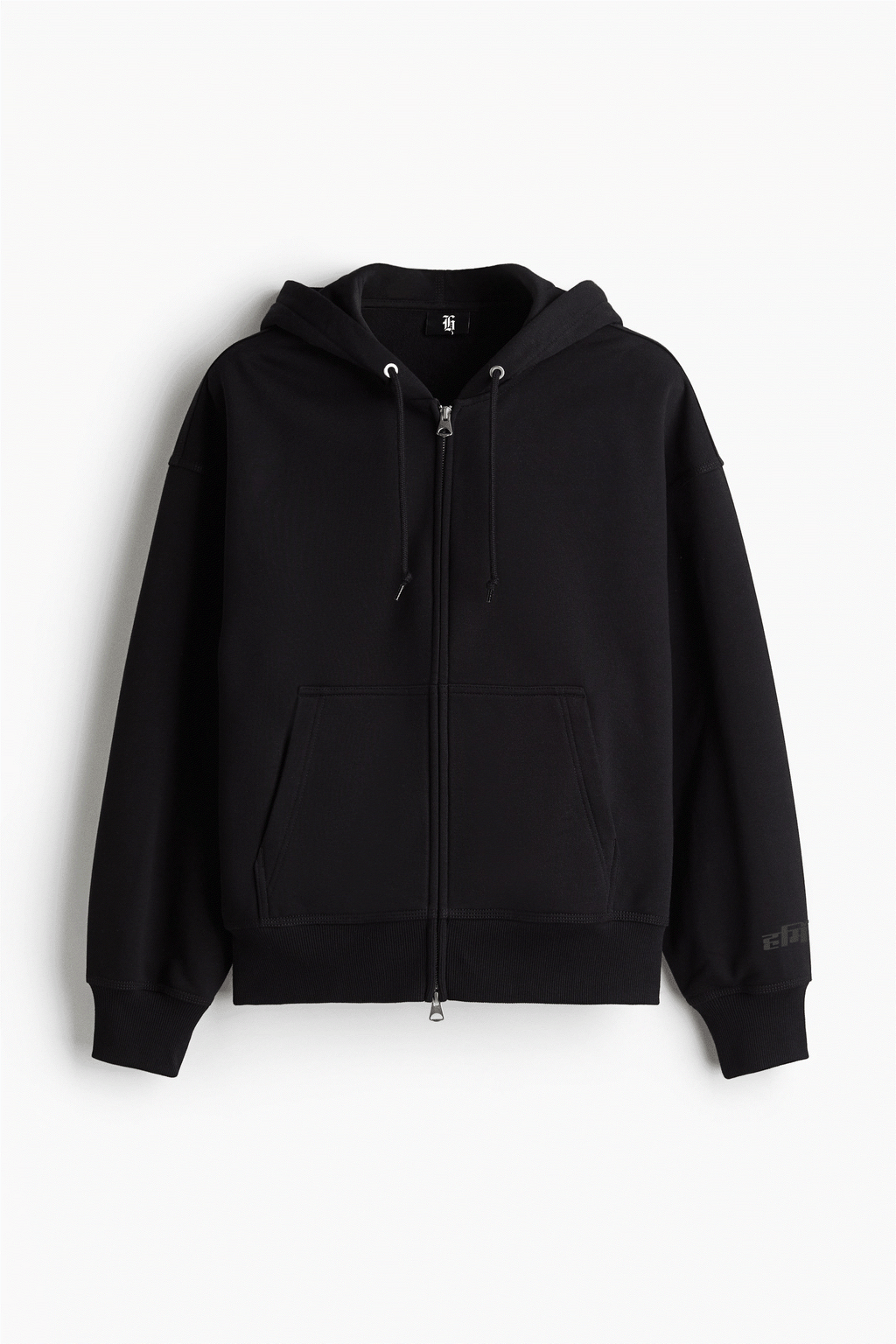Hermeburr Drift-Zip Hoodie black oversized heavy cotton dual zipper streetwear jacket with premium metal chain detail