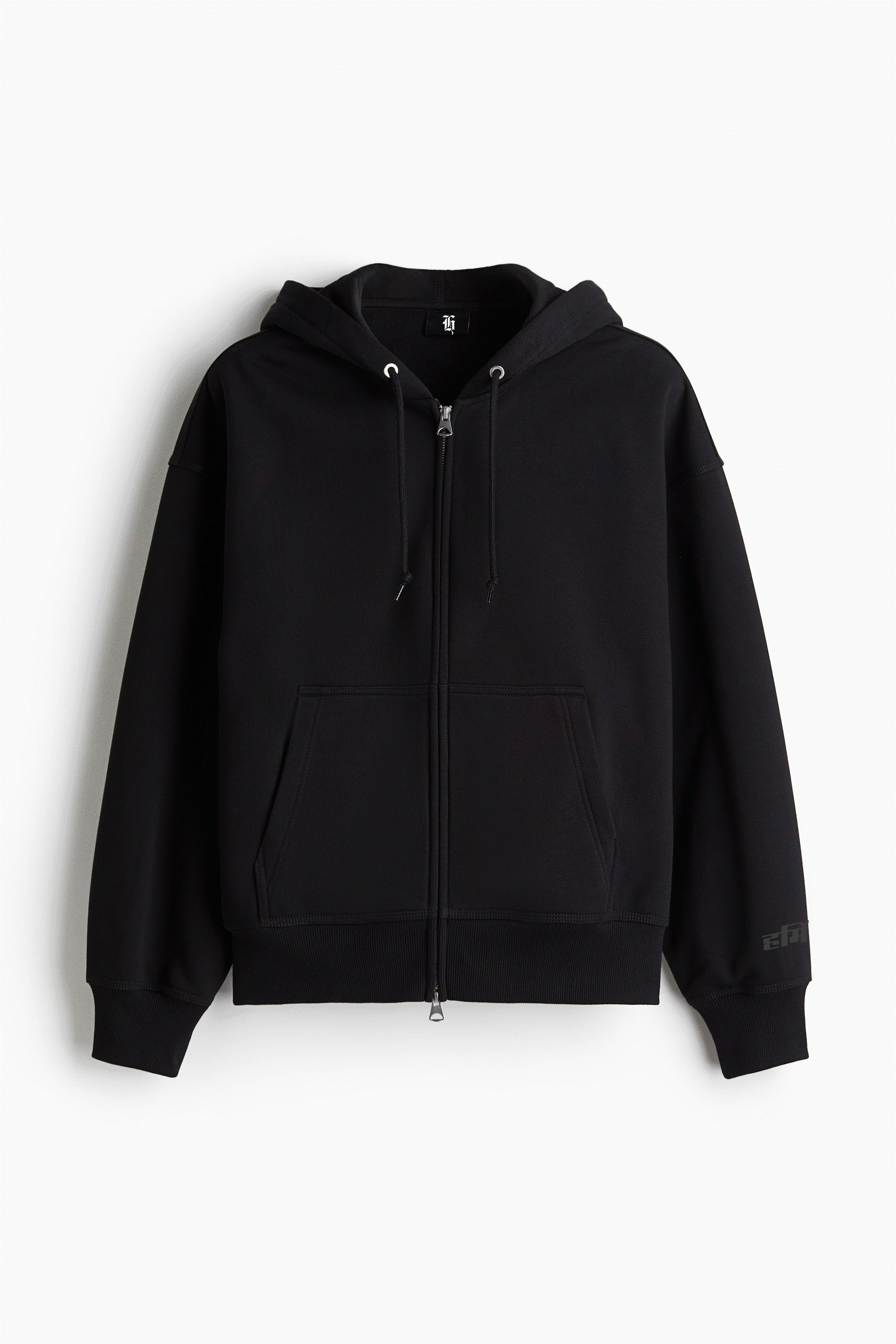 Hermeburr Drift-Zip Hoodie black oversized heavy cotton dual zipper streetwear jacket with premium metal chain detail