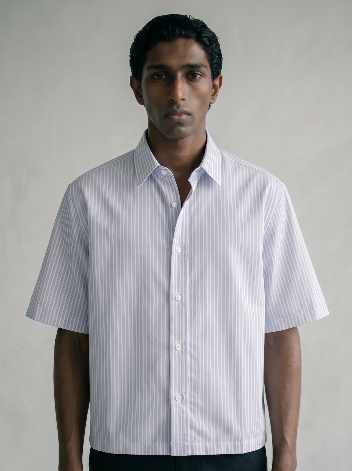 Michel Blue Stripe Oxford Cotton Boxy Shirt