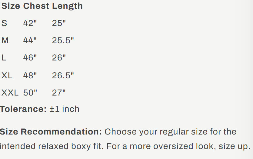Size Guide - Rouge Gingham Boxy Shirt