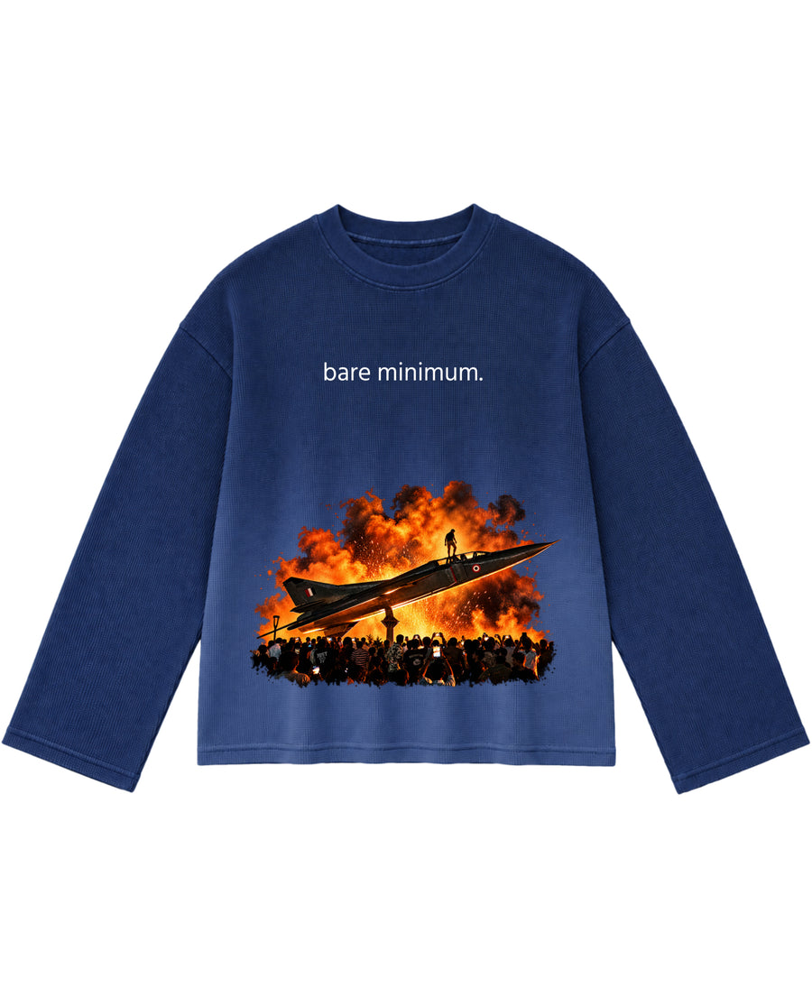 LPU Blue Ombré Waffle Knit Oversized Full-Sleeve