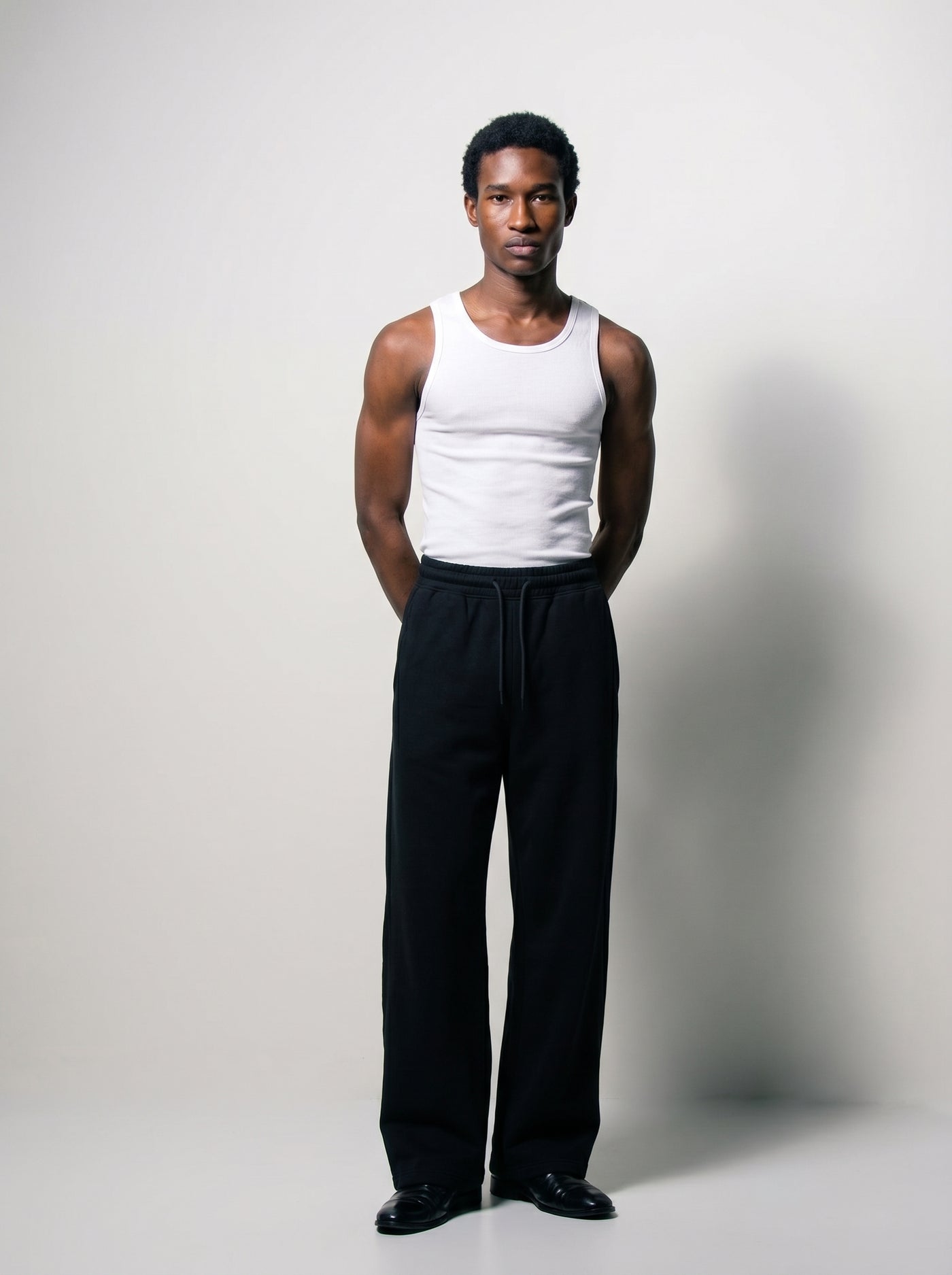 Fausto Black Wide Leg Track Pants